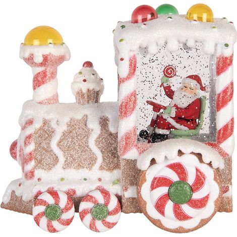 Décoration de Noël Train Musical avec Éclairage LED en Plastique Blanc 19x12x18 cm - PANGIVO (1/5)