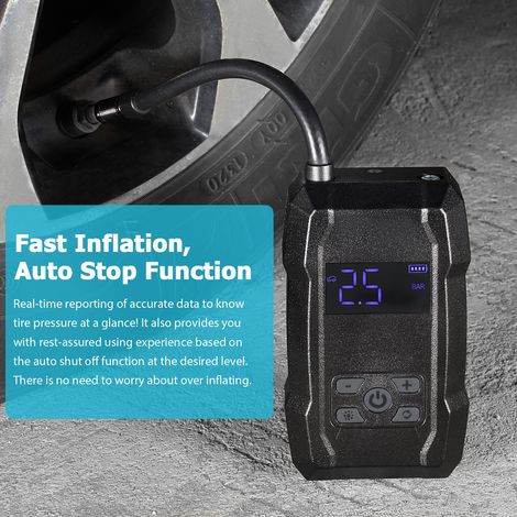 Toivize Compressore d'aria portatile ricaricabile da 150 PSI – Gonfiatore digitale per pneumatici – Spegnimento automatico alla pressione impostata – 8000 mAh – Luce LED – Caricabatterie per telefono, (1/5)