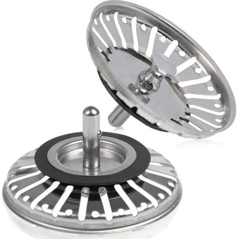 Lot de 2 crépines d'évier 84mm avec extrémité sphérique, acier inoxydable pour cuisine (1/5)