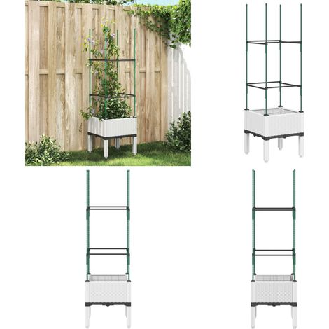 Pflanzkübel mit Rankgitter Weiß 40x40x142,5 cm PP - Blumentopf - Rankgitter - Gartentöpfen - Kübel - Polypropylen - Home & Living (1/5)