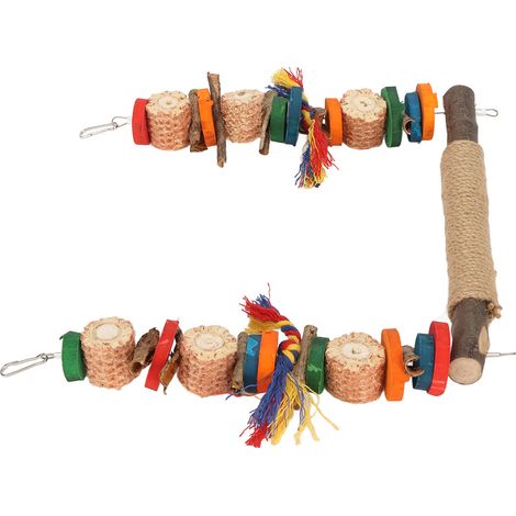 Balançoire pour oiseaux, jouet coloré à mâcher avec crochets métalliques pour perroquets, perchoirs à bec, perruches ondulées et calopsittes. (1/5)