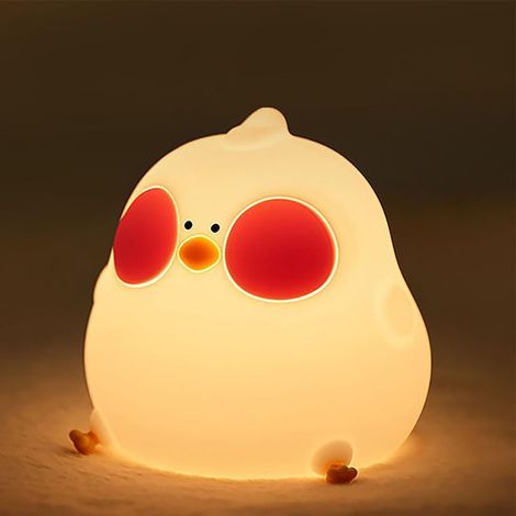 Lampe Canard Mignonne, Veilleuse Canard/Poulet/Cochon/Lapin/Panda Amusante à Coucher à Plat, Lampe Animale Souple LED Originale, Veilleuse Bébé, Cadeau de Noël pour Enfants