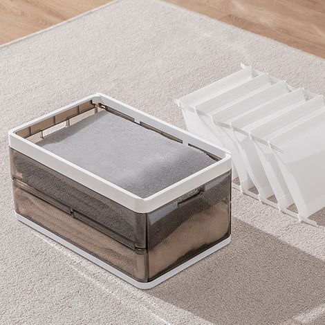 Folding Clothes Organiser Wardrobe Drawer Storage Box with Dividers (1/5)