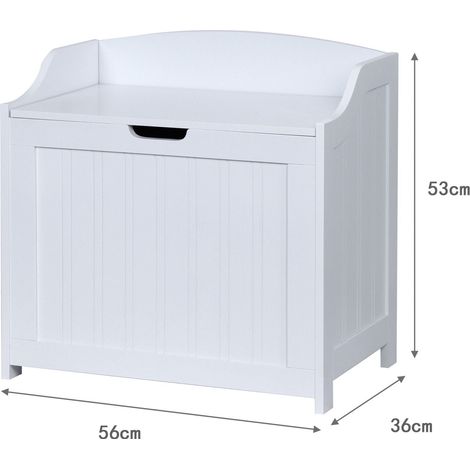 Elegante cesto portabiancheria 56 x 36 x 53 cm con cerniera ammortizzata design senza tempo in MDF bianco 130017817