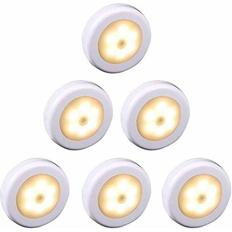 Pair Kabellose LED-Leuchte mit Bewegungsmelder für Kleiderschrank, Treppenhaus, Flur, Küche, Schlafzimmer (6 Stück) (weißes Gehäuse (warmes Licht))