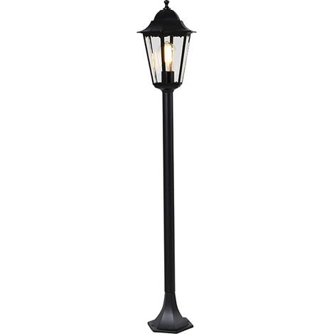 Qazqa – Borne d'extérieur noire 120 cm – Aluminium – IP44 – Douille E27 – Pour ampoule filament – Intensité variable – Jardin, allée, terrasse