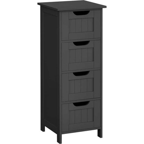 Mobiletto da bagno a terra armadietto portaoggetti con 4 cassetti comò 30 x 30 x 82 cm per soggiorno cucina e corridoio salva-spazio grigio 120006509