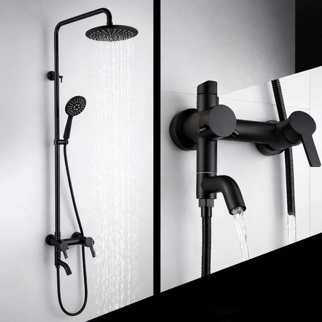 Colonne bain douche murale noire Ø25cm , Choupo (1/5)