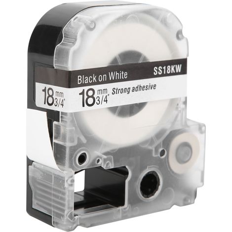 Compatible avec les imprimantes d'étiquettes Epson, ruban de 18 mm, et les imprimantes Kingston Sticker SR230C, étiquette blanche de 18 mm avec texte noir. (1/5)
