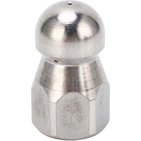 Qukaim Pipe Cleaning Nozzle High Pressure Washer Nozzle, 5000PSI Stainless Steel Pipe Dredging Cleaning Nozzle, Ball Head Front, 3 Holes Rear, (1/5)
