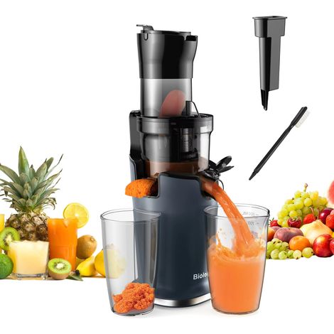 Presse-jus à froid 200 W à mastication lente, extracteur avec goulotte 78 mm, idéal pour fruits et légumes entiers, extraction lente (1/5)