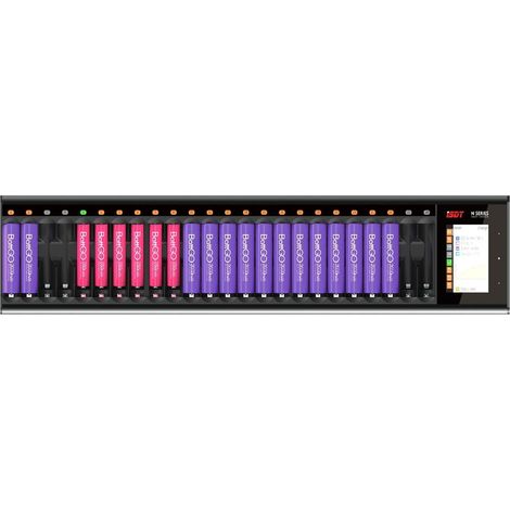Chargeur de Batterie 24 Slots AA AAA NI-MH NI-CD Li-lon LiHv Life Chargeur Piles Écran LCD Chargement de la Batterie Déchargement Cyclisme Activation Coque en Alliage d'aluminium (1/5)