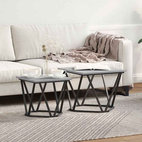 Beistelltisch-Set 2 pcs Graues Sonoma Ingenieure Holz und Stahl
