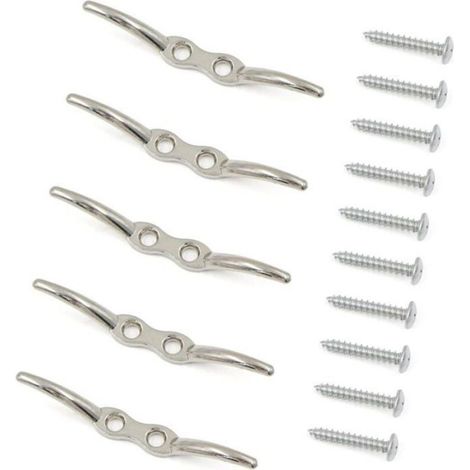 Taquet Amarrage - Acier Inoxydable 304 - Pour Mât Drapeau Bateau Auvent Bâche - Lot De 5 (1/4)