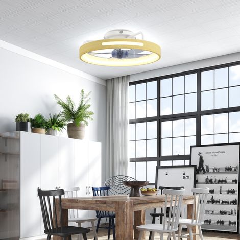 Ventilateur de plafond avec éclairage et télécommande. Ventilateur de plafond LED de 49 cm avec 3 températures de couleur. Finition bois naturel. (1/5)