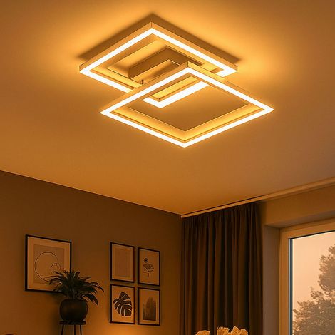 Plafonnier LED plafonnier lampe de salon lampe de salle à manger lampe de chambre à coucher, métal aluminium, télécommande fonction mémoire minuterie CCT dimmable, 25W 3300lm 3000-6500K, L 56,8 cm (1/5)