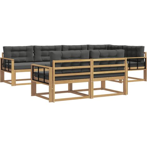Conjunto de sofás de exterior 6 uds. 7 plaza Blanco y Antracita vidaXL (1/5)