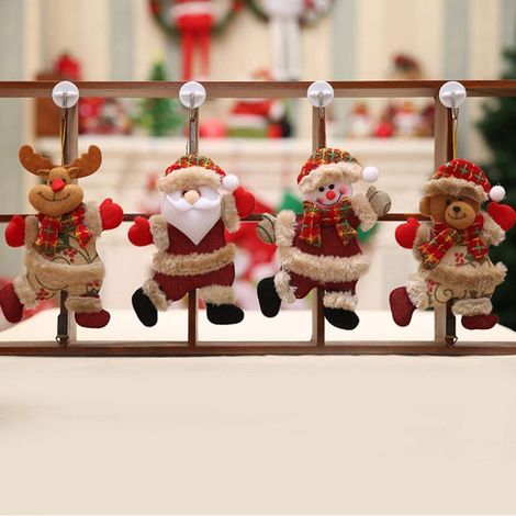 4PCS Noël Pendentif Poupée Ornements Bricolage Noël Cadeau Père Noël Bonhomme de Neige Arbre Noël Décoration (1/5)
