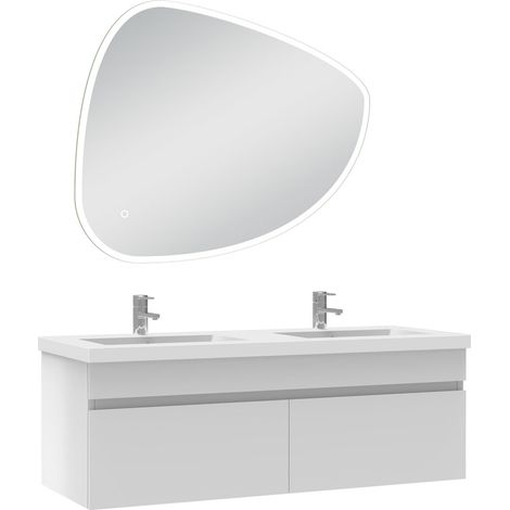 Ocean meubles double vasque 120cm vasque + miroir 3 couleurs lumineux Blanc (1/5)