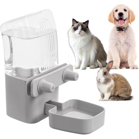 Distributeur d'eau automatique pour animaux, compatible cages à large ouverture, grillagées et caisses, remplissage gravité, grande capacité 7-10 jours, furets chats chiens lapins (1/4)
