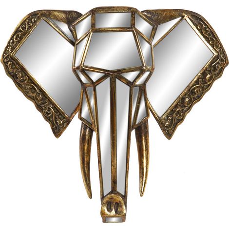 DKD Home Decor Miroir Eléphant Doré Résine 41x11x38 cm (1/3)