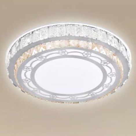 TrAdE Shop Traesio - Plafoniera Soffitto 60w ø50cm Led Tondo A Strati Con Cristalli Floreale Luce Fredda 13675 - (1/3)
