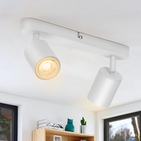 2 plafonniers GU10, spot orientable, plafonniers modernes, adaptés au salon, couloir, chambre à coucher, blanc (sans ampoule) (1/5)