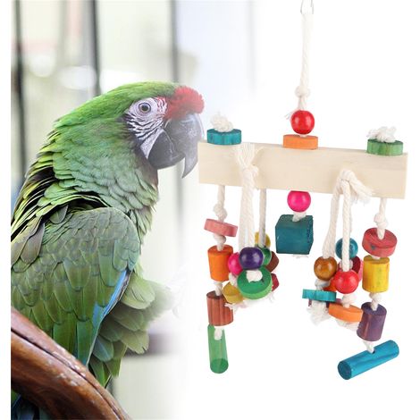 Jouet perroquet en bois pour oiseau de compagnie, balançoire amusante à suspendre et à escalader (1/5)