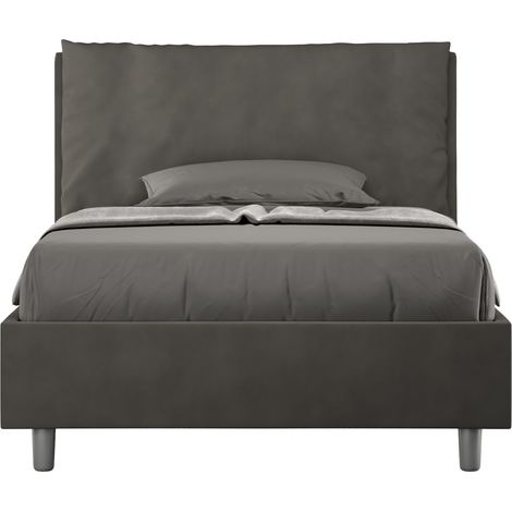 Letto 1 Piazza E Mezzo 120x210 cm Senza Rete Imbottito in Microfibra Antea Large Grigio (1/5)