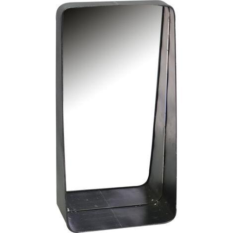Specchio in metallo nero rettangolare cm 25x12,5xh48
