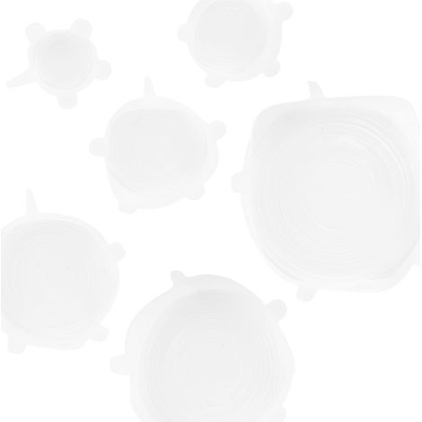 2 couvercles en silicone blanc réutilisables pour bols et casseroles, lot de 2, joint hermétique, protection alimentaire, ustensile de cuisine extensible. (1/5)