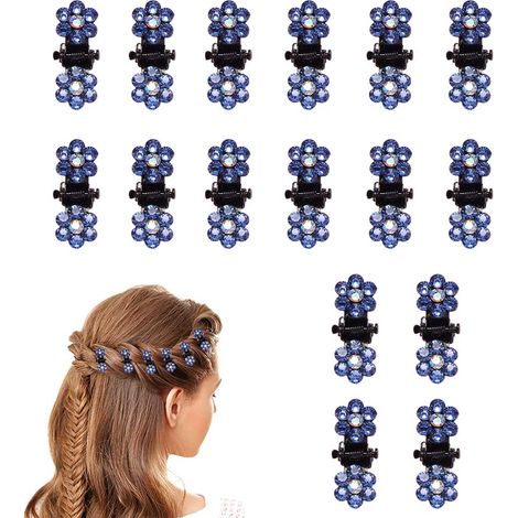 Pinces à cheveux, lot de 16 mini pinces à cheveux en forme de fleur avec strass, pinces brillantes Bling Bling, petites pinces à cheveux pour femmes et filles (1/4)