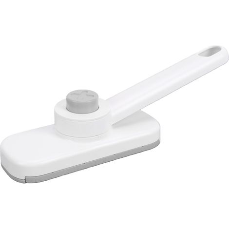 Mini balai à franges à linge interchangeable avec tête rotative à 360° et poignée à clip, idéal pour bureau, comptoir, cuisine et usage domestique. Blanc et gris. (1/5)