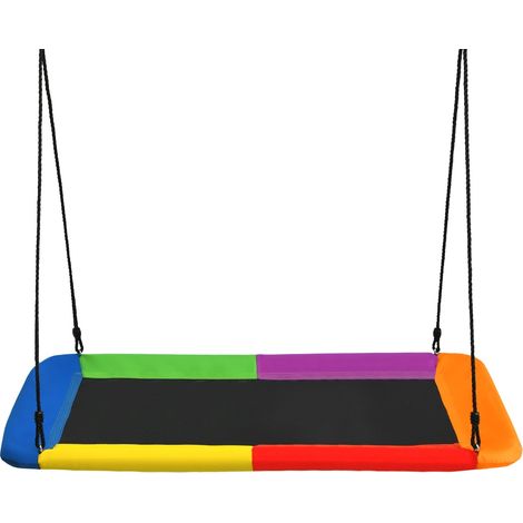 Altalena con piattaforma regolabile 150 x 80 cm 315 kg comfort durevole giardino e interni tessuto oxford multicolore 200010522