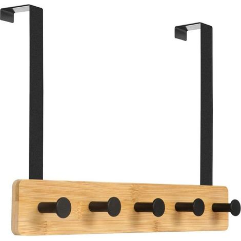 Patère de Porte à Suspendre 5 Crochets pour Chambre Porte Manteau pour Rangement, Vestes, Peignoirs,Sacs à Main et Autres-Naturel (1/5)