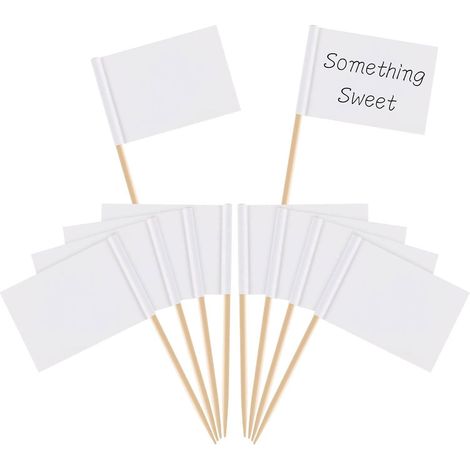 100 etiquetas en blanco, palillos de dientes, papel de madera, tarta de queso, buffet para fiestas (1/5)