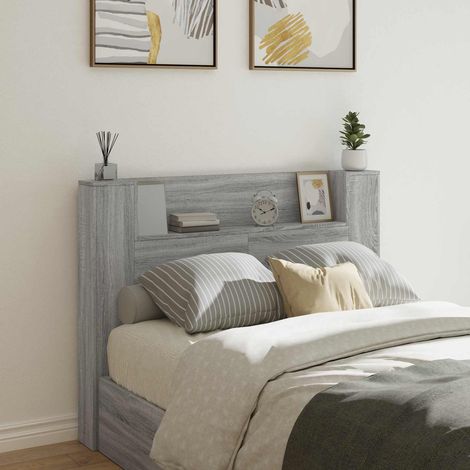 vidaXL Tête de lit de rangement avec LED Sonoma gris Bois d'ingénierie