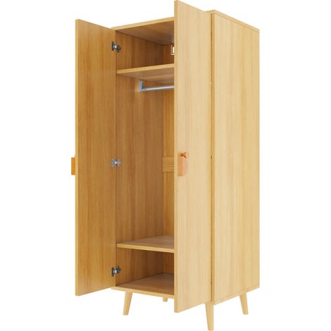 Armadio a 2 ante 70x55x170 cm con appendiabiti, vano inferiore e piedini rialzati (1/5)