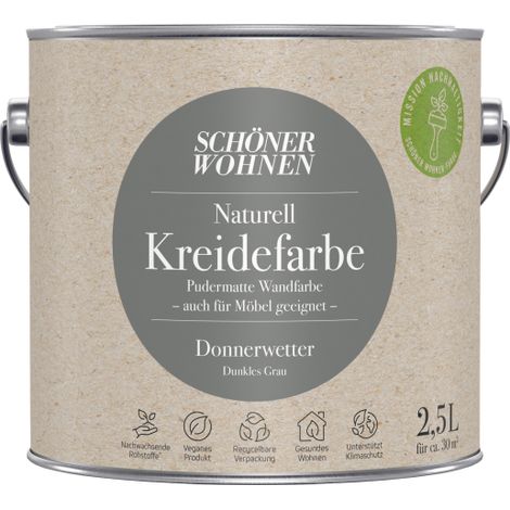 Schöner Wohnen Naturell Kreidefarbe 2,5 Ltr. Donnerwetter dunkles Grau