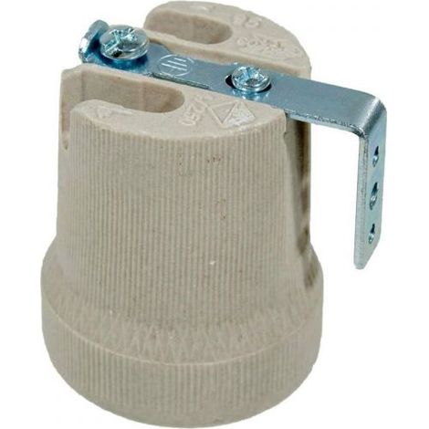PORTALAMPADE E27 IN CERAMICA PORCELLANA CON STAFFA DI FISSAGGIO (1/3)