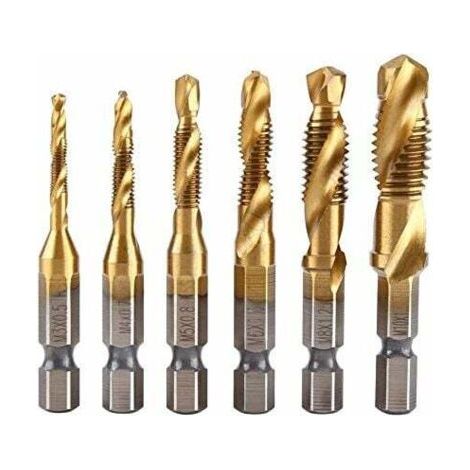 Pair Satz mit 6 Sechskantschraubenbohrern M3–M10 – 1/4 Zoll Schnellarbeitsstahl. (1/4)