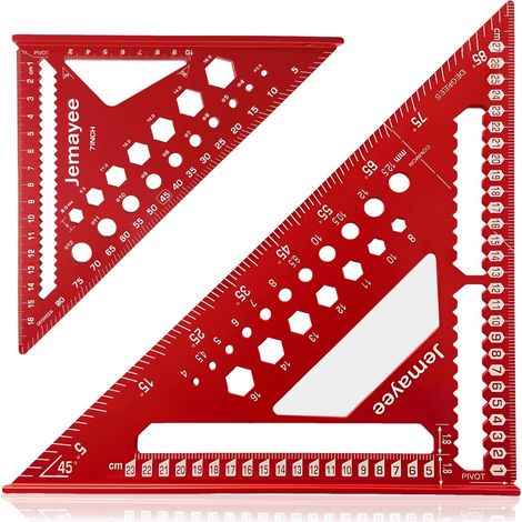 2 Pcs Equerre de Charpentier 180+300mm Équerre De Menuisier Equerre Menuisier Aluminium Regle Multifonctionnels Trusquin Raporteur Pente de toit Pour Charpentier Couvreur Ingénieur Bricolage Outillage (1/5)