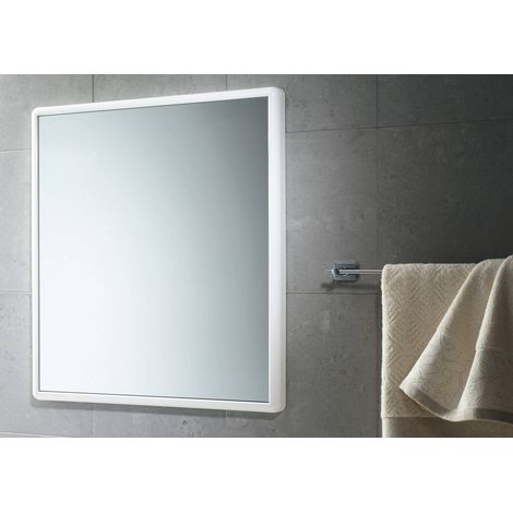 Miroir de salle de bain Gedy blanc avec cadre en rA sine plastique 55x3,5x60 cm