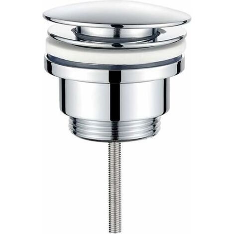 Bonde de vidage pour lavabo de salle de bain POP-UP avec/sans Trop Plein, Bonde de Lavabo Push Open en Métal, Chrome (1/5)