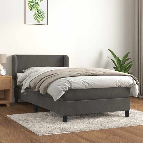 Cama box spring con colchón terciopelo gris oscuro 80x200 cm (1/5)