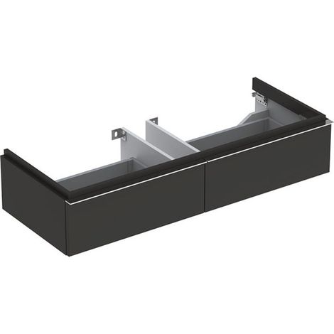 Meuble bas pour lavabo Geberit iConavec une largeur à partir de 120 cm,avec deux tiroirs: Largeur 119cm, Hauteur 24cm, Profondeur 47.7cm, Gris velouté / Laqué mat