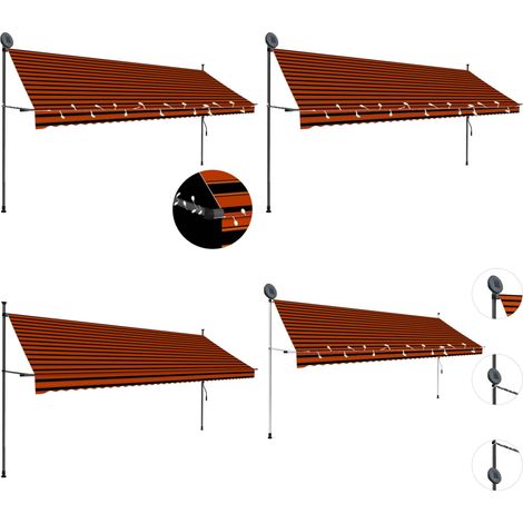Einziehbare Markise Handbetrieben mit LED 400 cm Orange Braun - Markise - Sonnensegel - Gartensonnenblende - Outdoor Schattenspender - Terrassenüberdachung - Home & Living (1/5)