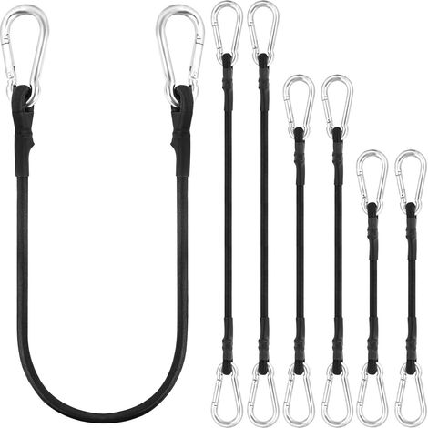 Elastic Cords, Elastic Bungee Cords with Carabiners, Double Knit UV Resistant Rubber Cord for Luggage, Vans, Roof Bars, Tarpaulins, Camping, 20/40/60 cm (1/5)