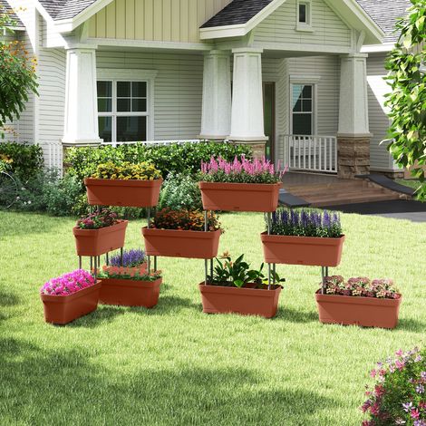 6 Boîtes à Plantes de Jardin Jardinière Verticale Surélevée Arrangement DIY Tour de Plantation pour Légumes Herbes Pots de Fleurs Rouge (1/3)