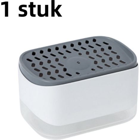 1 unidad - Dispensador de jabón líquido para lavavajillas de 350 ml, cepillo de limpieza tipo pulsador, dispensador automático de jabón - blanco (1/5)